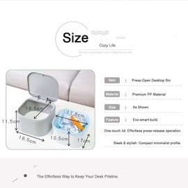 Desktop press type pop-up lid Scandinavian small rubbish bin small covered living room table mini office desk coffee table desktop rubbish bin (blue)