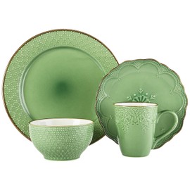 Pfaltzgraff French Lace Dinnerware Set, 16 Piece, Green