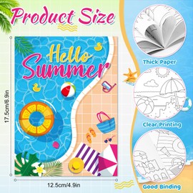 Engrowtic 36 Pcs Summer Beach Coloring Books for Kids Bulk Summer Beach Themed Party Favors Mini Coloring Book Party Favors with Flamingo Watermelon student end of year gift