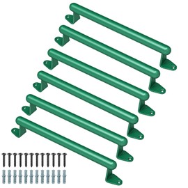 SELEWARE 17-Inch Black Metal Playground Safety Handles 6 Pack – Heavy-Duty Grab Bars for Kids, Swing Sets, Playsets, Climbing Frames, and Playhouses, Green
