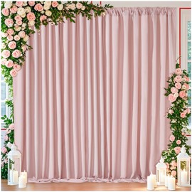 Dusty Rose Polyester Backdrop Curtains 2 Panels 5ft x 10ft Photo Shoot Background Drapes for Wedding Party Bridal Shower Engagement Decorations
