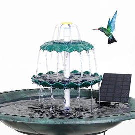 3 Tiered Bird Bath with 3.5W Solar Pump Solar Fountain Water Pump for Garden