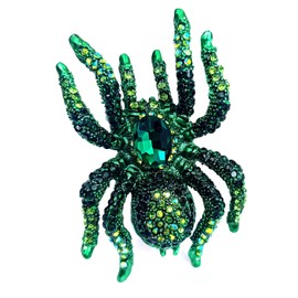 CYPINA Gothic Vintage Green Rhinestone Tarantula Spider Brooch Pin Oversize Insect Jewelry