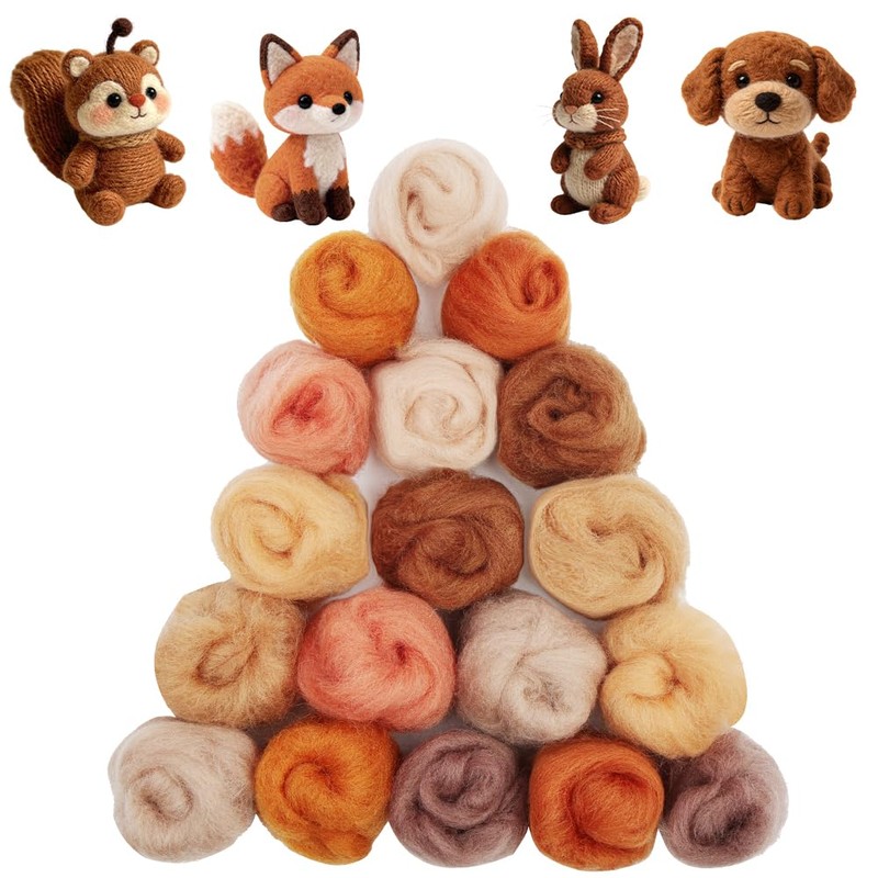 Ainiv 18 Pcs Needle Felting Wool, 9 Colors x 2