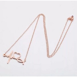 Handmade Rose Gold Heartbeat, Heart Necklace Electrocardiog