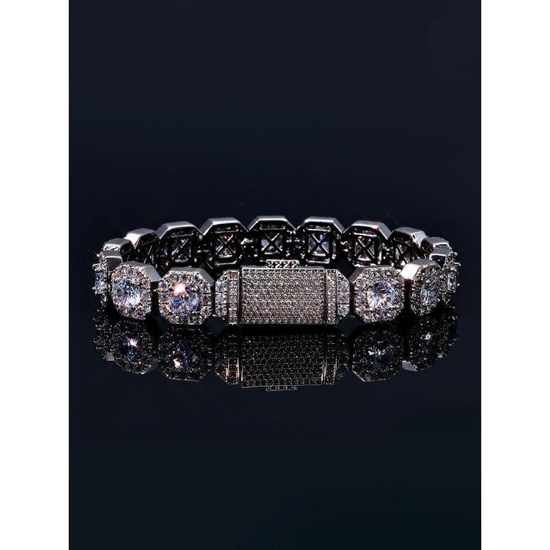 Hip-hop 9mm rock sugar bracelet, copper inlaid zircon hip-hop accessory