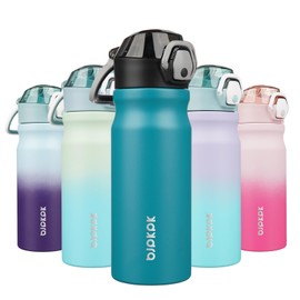 BJPKPK 18oz Insulated Water Bottle with Straw Stainless Steel Double Wall Water Bottles BPA Free Leak Proof Thermal Flask with Lockable Flip Lid and Soft Silicone Spout,Laguna