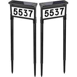 Lacasa Solar Address Signs for Yard, Dual-Sided Illumination Solar House Numbers for Outside, Waterproof Outdoor Solar Mailbox Number Plaque, 3-Color Modes, 1 Pack