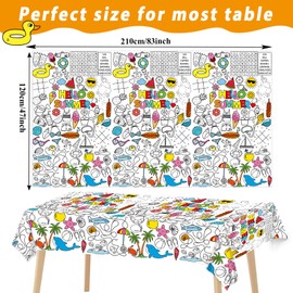 Qyeahkj Giant Summer Coloring Paper Tablecloth for Kids Huge Summer Beach World Posters Activity Large Color-in Poster Table Cover for Boys Girls Preschool Kindergarten Classroom Arts and Crafts