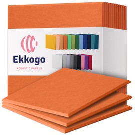 Ekkogo Acoustic Panels 12-Pack Soundproof Wall Panels 12"X12"X0.4" Sound Panels High Density Sound Dampening Panels - [Poppy Orange Square]