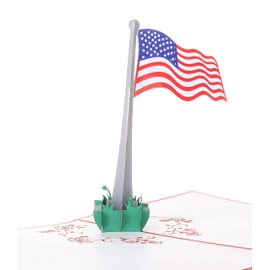 iGifts And Cards American Pride Card 6" x 8" - 3D Pop-Up USA Flag Card for Veterans, Military, Fourth of July, Memorial Day, Independence Day, Anniversary, Birthday, and Patriotic Holidays