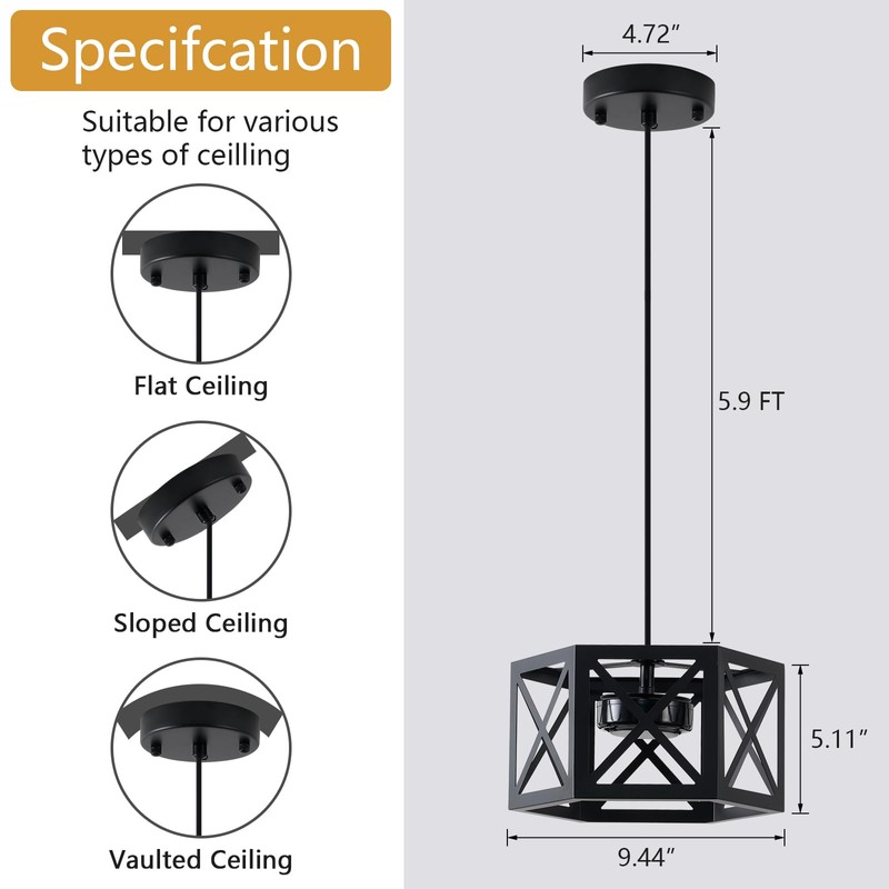 XSDeTu 2 Pack Rechargeable Battery Operated Pendant Lights, Modern Farmhouse