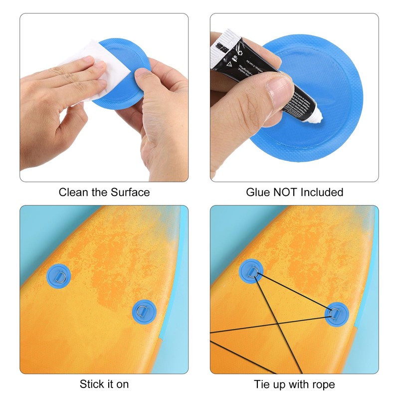 PATIKIL D-Ring Patch, 4 Pcs Stainless Steel D-Ring PVC Patch