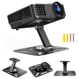 AHRLIC Desktop Projector Stand, 360° Rotation Foldable Metal Projectors Bracket, Liftable Portable Projector Stand for Home Theater, Office,Adjustable Height Angle Mount for Desk/Wall/Ceiling (Black)