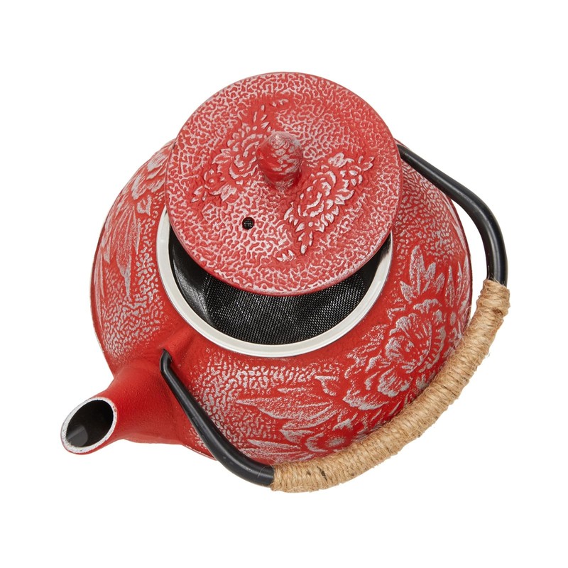 Juvale Japanese Cast Iron Teapot with Infuser - Red, 27