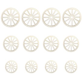 12 Pcs 3 Sizes Unfinished Wood Wheel Wooden Gear Wheels Decoration Wooden Slices Unfinished Blank Slices for DIY Crafts, Painting, Coasters, Drawing, Parties, Home Decoration