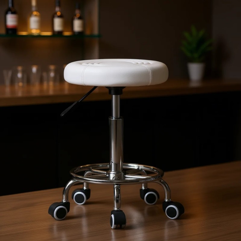 Height Adjustable Swivel Bar Stool PU Leather Seat Chrome Base