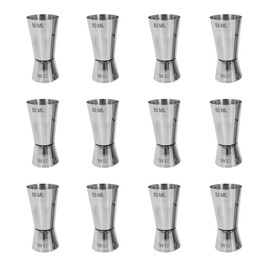 Chabrias Ltd Stainless Steel 25/50 ml Measure Jigger Bar Craft Dual Spirit Measure Cup Peg Measuring Cup for Bar Party Wine Cocktail Shaker (12, Silver)
