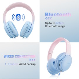 SLuB Wireless Headphones Over Ear, Foldable Bluetooth Headset, HD Stereo Sound, Built-in HD Microphone, 30H Playtime, Suitable for Mobile Phones, Computers, TVs, Games, Outdoors, Offices (Purple)