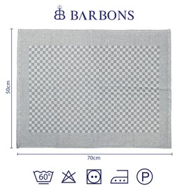 BARBONS Pack of 6 Cotton Tea Towels, 50 x 70 cm, 240 g/m², 85 g, Tea Towels, Kitchen Towels, Dry Towels, Kitchen Towels, Tea Towel (Chequered, 6, 50 x 70 cm)