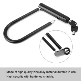 Zinc Alloy Bike U Lock, Black Bike Lock with 2 Keys and Hardened Shackle, Heavy Duty Anti Theft Bike Security Lock for Bikes, Scooters, Motorcycles, Outdoor Equipment