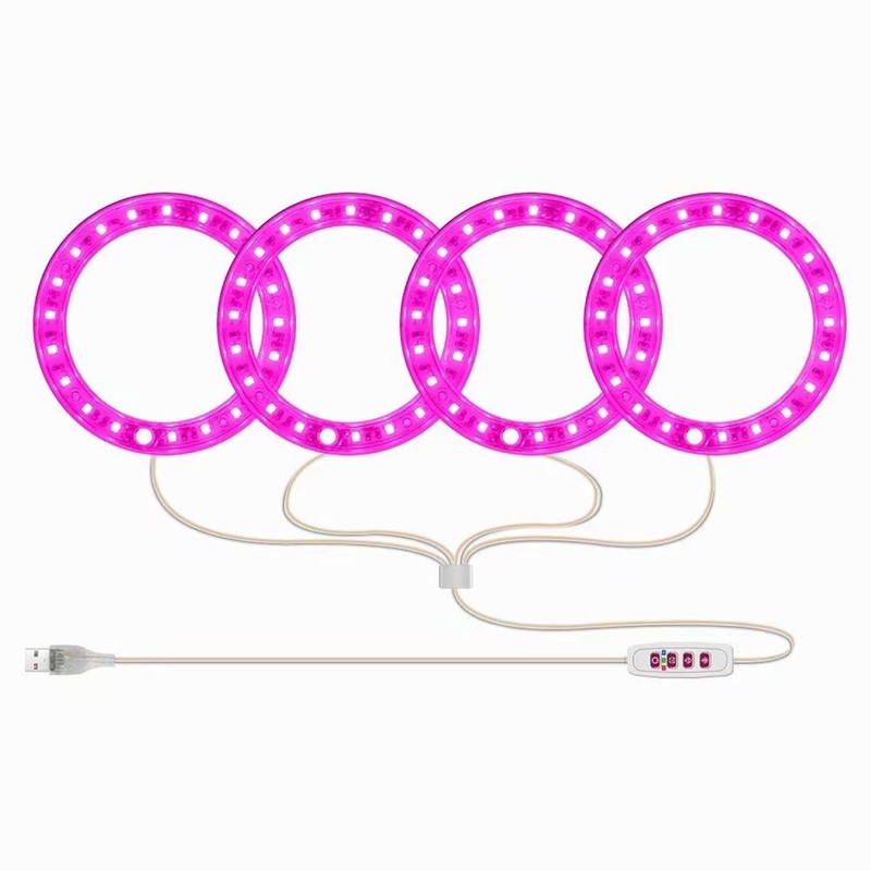 LED Plant Grow Light 5 Dimmable Modes 4 Head Timing