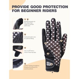 Harrison Howard Kids Horse Riding Gloves Equestrian Gloves Comfortable Grip for Horse Riding, Running or Cycling Lightweight Breathable Equestrian Gloves Black 8-10 yrs Old