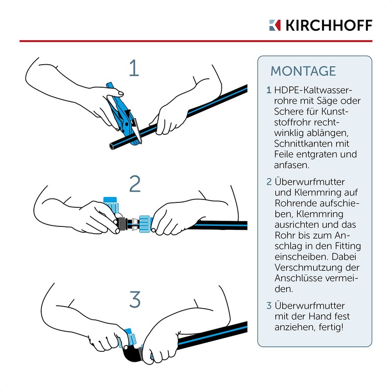 Kirchhoff Fitting Connector, Plastic, 32 x 32 mm, for HDPE