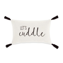 Lush Decor Let's Cuddle Script Decorative Throw Pillow Cover, 20" W x 13" L,White - Rectangle Pillow Cover - Throw Pillows For Bed, Couch, Or Chair