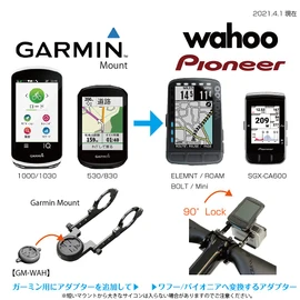 REC-MOUNTS Cycle Computer Adapter for Wahoo / Pioneer (Garmin Mount → Wahoo/Pioneer) [GM-WAH] Converts ELEMNT/ROAM/BOLT/Mini/SGX-CA600