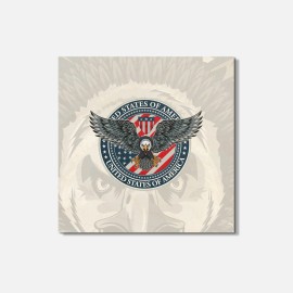 Unbranded Usa Flag Eagle Badge Animal 4'' X 4'' Square Wooden Coaster