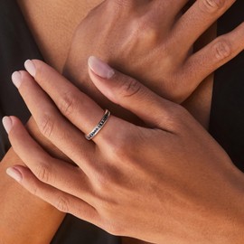 0.4 Cttw Moissanite Wedding Band for Men Women Sterling Silver Stackable Half Eternity Band Ring Black Moissanite Engagement Ring, Size 6