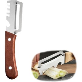 2-in-1 Multifunctional Vegetable Peeler, Stainless Steel Peeler with Wooden Handle, Handheld Peeler Knife with Bottle Opener for Kitchen Fruits Vegetables