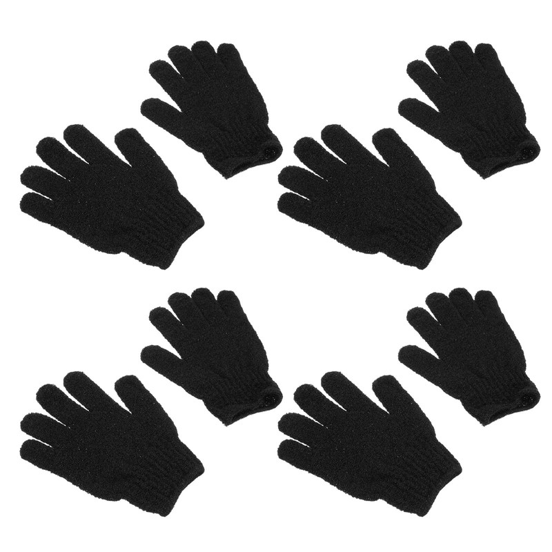 Guantes de Ducha Exfoliantes Negros de Poliéster, 4 Pares