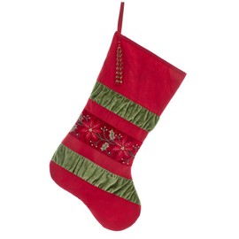 Kurt S. Adler Kurt Adler 20-Inch Green & Red Gathered Border Stocking