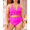 Tempt Me Women Dark Pink Two Piece Swimsuits High Waisted