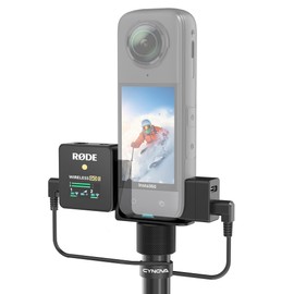 CYNOVA Invisible Mic Cold Shoe for Insta360 X5, RØDE Wireless GO Microphone Holder(with 3.5mm Audio Cable), Insta 360 X5 Accessories
