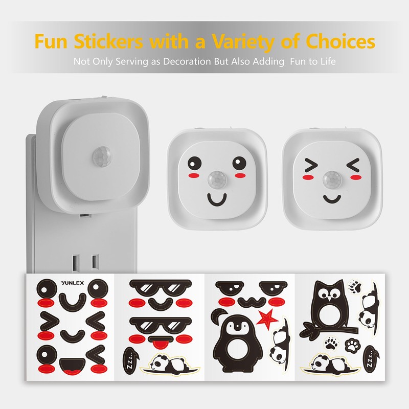 YUNLEX 2 Pack Plug in Night Light with Motion Sensor