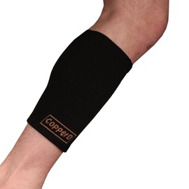 Copper D Copper Compression Calf Sleeve - Rayon from Bamboo Charcoal Copper Infused Calf Support Brace - Size Small - Medium - All Black - 2 Pack