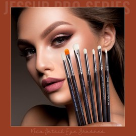 Jessup Brush Eyeshadow Brush Set 7-Piece Eye Brush Set Professional Eye Makeup Brush High Quality Eye Make Up Brush Set Smoky Blending Shader Precision Crease Black Silver T334