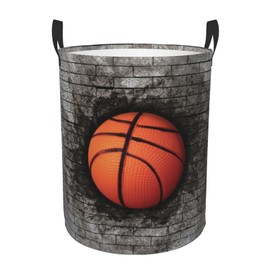 3D Basketball Laundry Basket Circular Laundry Hamper with Handles Waterproof Oxford Fabric Foldable Gift Storage Basket Dirty Clothes Toy Organizer Tote Bag for Bedroom Bathroom Living Room Nursery