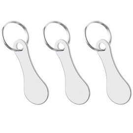 Lunpog Shopping Trolley Remover, Pack of 3 Stainless Steel Shopping Trolley Remover, Key Ring, Removable Shopping Trolley Token, Silver Shopping Trolley Token with Key Ring for Shopping Trolley, NO, 1