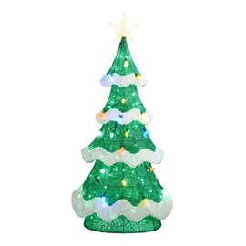 Glitzhome 56.25" H Lighted Christmas 3D Mesh Tree, Outdoor Decor with Colorful Long-Lasting Bulbs Holiday Lawn Ornament Yard Decoration Outdoor and Indoor use Long Lasting, 171 Green LED Lights