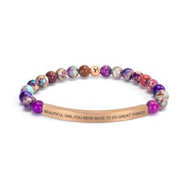 Imperial Jasper Christian Bracelet for Women, 18K Gold Plated Bible Verse Jewelry, Religious Faith Scripture Inspirational Gift, Jesus Catholic Encouragement Jewelry with Gift Box