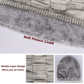 GERTURY Winter Slouchy Beanie Hats for Men Warm Fleece Lined Knit Skull Mens Beanies Hats Light Brown