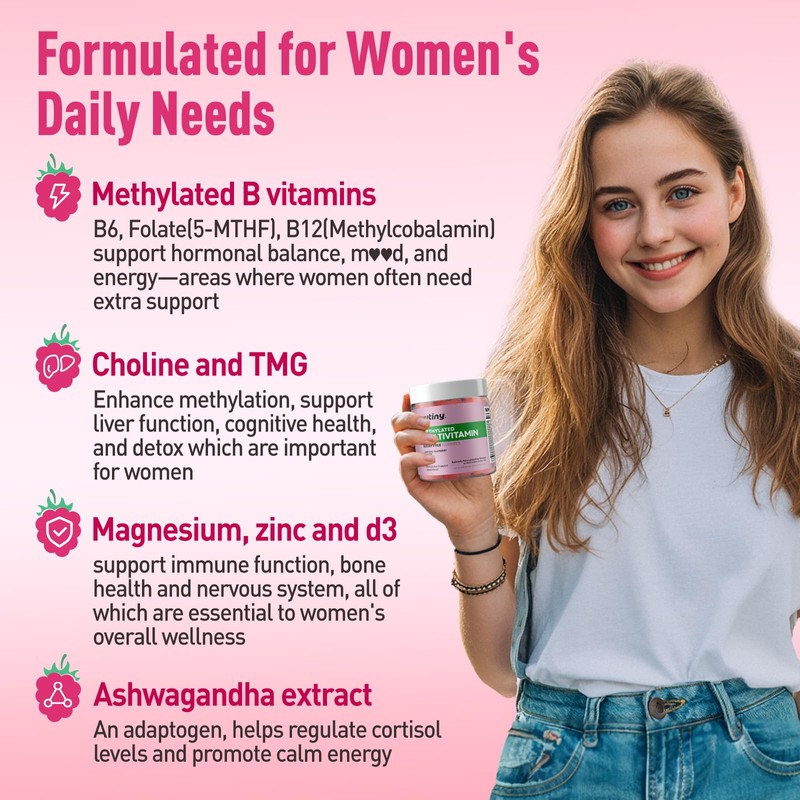 Yutiny Methylated Multivitamin for Women Gummies, Methyl B Complex Vitamins