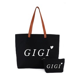 Lamyba Mothers Day Gift for Gigi, Gifts for Gigi Grandma, Gigi Birthday Gifts, Gigi Tote Bag with Zipper,Black