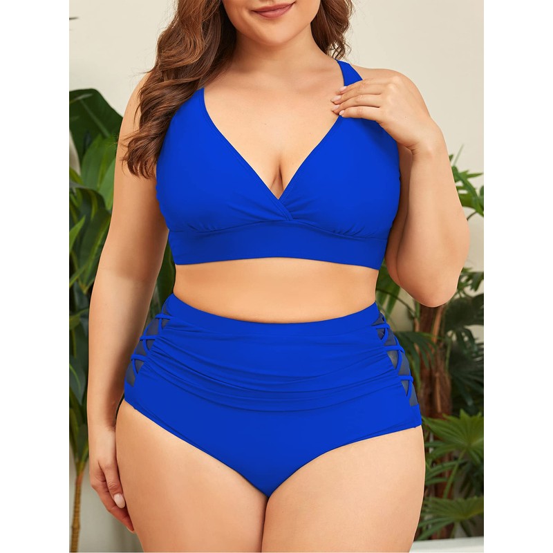 Womens Plus Size Bikini Two Piece Swimsuits Tummy Control Bathing