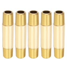 PATIKIL 1/8" x 1/8" NPT Male Brass Pipe Fitting Long Nipple, 5Pcs 2-1/2" Long Straight Pipe Fitting Connector Extender for Fuel, Air, Water, Oil, Gas System Connection, 1200PSI