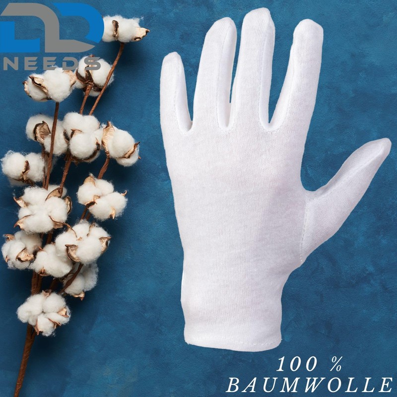 D2D | 12 Pairs - White Work Gloves - Size:
